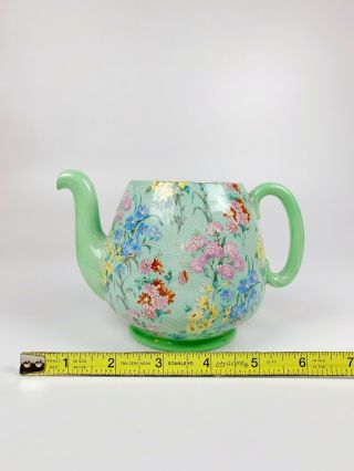 Shelley Chintz Melody Green Flower Teapot Pot No Lid Rare