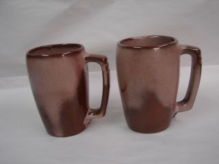Pair Rare Vintage Frankoma Pottery 5m Mug Cup Brown Plainsman