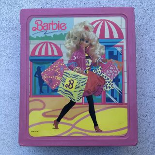 Vintage 1989 Barbie Mattel Pink Vinyl Storage Case Play Set Fold Out Closet Rare
