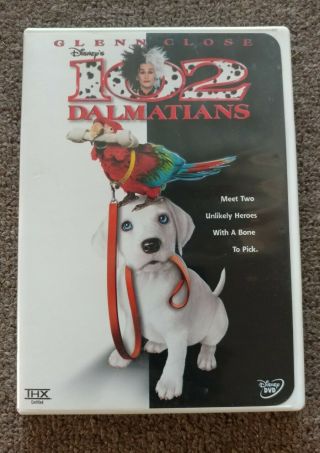 102 Dalmatians Dvd,  2001 Glenn Close Disney With Insert Rare Oop