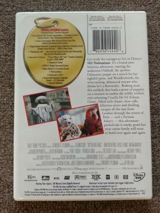 102 Dalmatians DVD,  2001 Glenn Close Disney With Insert RARE OOP 2