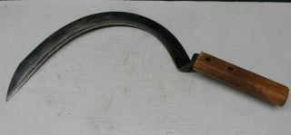 Vintage Usa Hand Sickle Scythe,  Sharp Faintly Maker Marked,  Rare Old Farm Tool