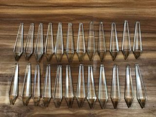 Rare Old Vintage 24 Pc Crystal Cut Glass Luster Chandelier Prisms 5 3/4 Inches