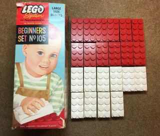 Vintage 1960s 60s Lego Samsonite Jumbo Brick Beginners Set 105 Rare Pre - Duplo