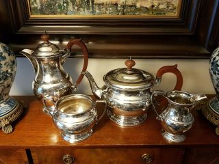 Vintage Silver Plated 4 Piece Tea Set By Goldsmiths & Silversmiths,  Engraved