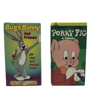 2 Porky Pig & Friends Rare,  Bugs Bunny Rare Vasp Cartoons Vhs,  30 Mins.