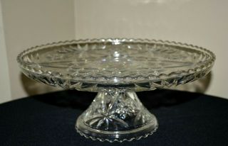 Anchor Hocking Vintage Star Of David Footed Cake Plate Early American Prescut