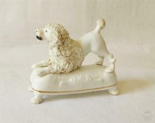 Antique Early 19th Century Staffordshire Porcelain Poodle Dog C1830