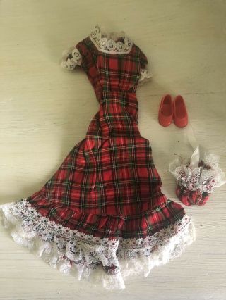 Vintage 1979 Pedigree Sindy Doll Fashion - Tartan Touch Dress 44329