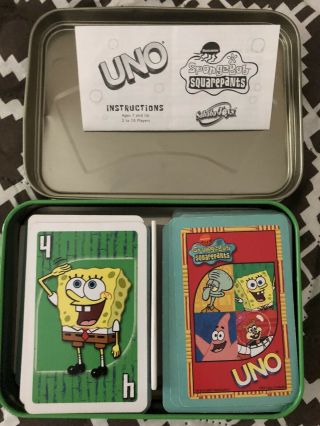 Spongebob Squarepants Uno (Complete Set) Special Edition Tin Set 2001 RARE 3