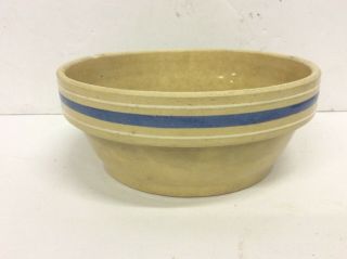 Antique Primitive Blue Band Stoneware Yellow Ware 8.  25 " Mixing Bowl B23