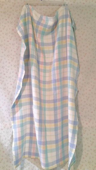 VTG GERBERS Baby Blanket Open Waffle Weave 100 Cotton Pastel Plaid RARE 2