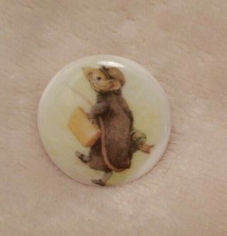 Vintage,  Hand Painted,  Ceramic Birchcroft,  England Button,  Mouse,  Cute. ,  1 - 1/8 "