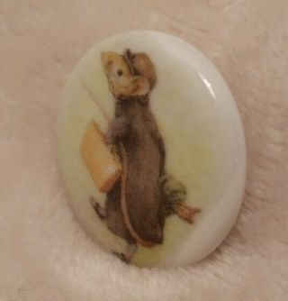 Vintage,  Hand Painted,  Ceramic Birchcroft,  England Button,  MOUSE,  CUTE. ,  1 - 1/8 