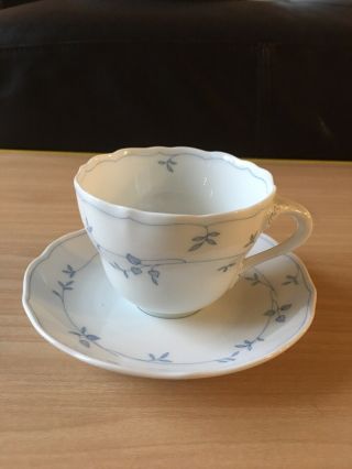 Vintage Rare Hutschenreuther Germany Coffee Tea Cup & Saucer Set Blue White