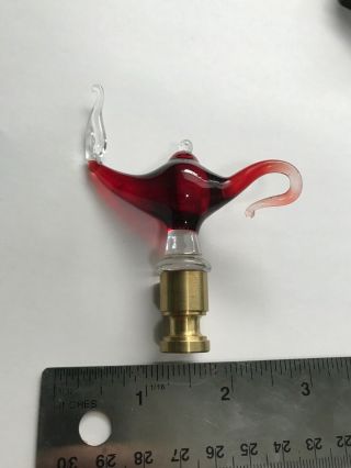 Aladdin Lamp Finial Rare Red Crystal Clear Glass Genie Bottle
