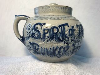 Antique Blue & White Stoneware Bean Crock Jar Pitcher WHITE’S UTICA 3