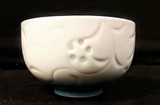 5 Vintage Asian Ceramic Rice Bowls Unknown Asian Mark Transparent Flowers 3