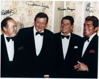 Rare Still Signed Bob Hope,  Dean Martin,  John Wayne,  Ronald Reagan