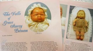 5p History Article,  Pics - Rare Antique Grace Putnam Bye - Lo Fly - Lo Baby Dolls