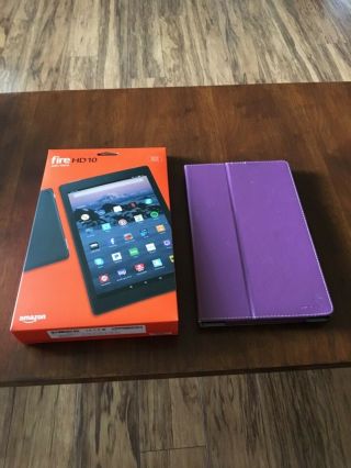 Amazon Kindle Fire Hd 10 Tablet With Case,  7th Generation,  32 Gb,  Rarely