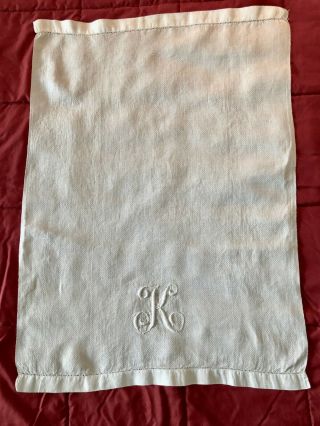 Lovely Antique Huck Linen Hand Towel With K Monogram