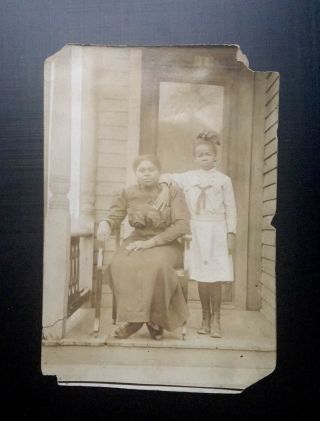 Antique African American Mother Daughter Rppc Black Americana