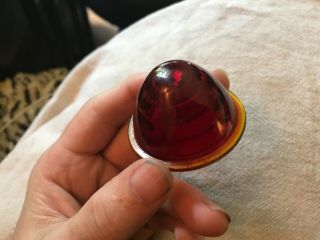 Unknown Red Glass Lens Tail Stop Light Cover Old Antique 2 " 1920 
