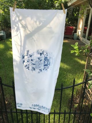 VTG Ralph Lauren Porcelain Blue White Floral 2 King Pillowcases RARE EUC 2