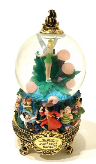 Rare Walt Disney Master Of Animation Marc Davis Peter Pan Tinkerbell Snow Globe