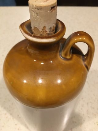 Vintage Antique Glazed Stoneware Whiskey Jug Crock With Handle 2