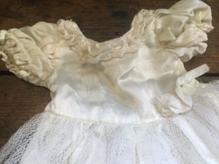Vintage Doll Wedding Bridal Gown Dress Ivory Tulle Satin Lace Ribbon Flower 2
