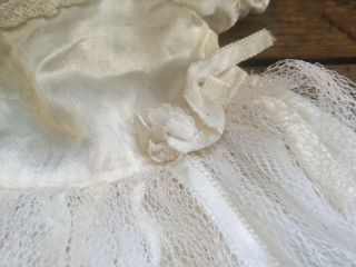 Vintage Doll Wedding Bridal Gown Dress Ivory Tulle Satin Lace Ribbon Flower 3