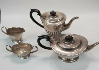 Sheffield Silver Plated 4 Piece Tea And Coffee Set With Milk Jug Sugar Pots 961