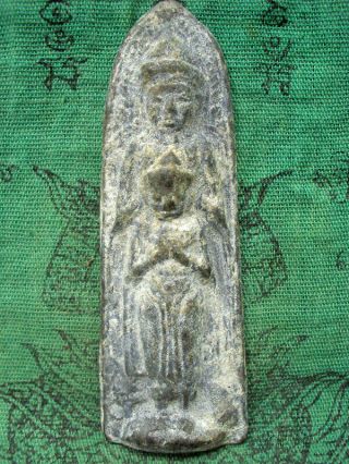 Phra Ruang Khmer 2 Buddha Figure Angkor Wat Old Talisman Buddhist Thai Amulet