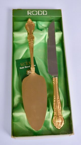 Boxed Rodd Golden Glory Cake Serving Set - 24 Carat Gold Plated
