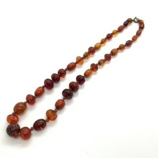 Antique natural Baltic butterscotch cherry amber Bakelite bead necklace 47 3