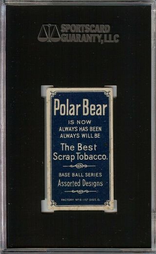 Rare 1909 - 11 T206 Jack White Polar Bear Back Buffalo SGC 1.  5 2