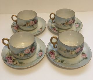 Vintage Handpainted Tea Cups Flowers Made In Germany