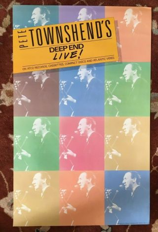 Pete Townshend Deep End Live Rare Promotional Poster From 1986 The Who