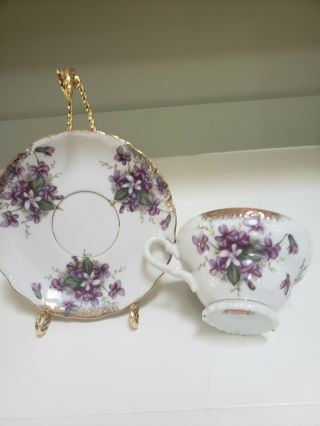 Vintage Teacup and sauceer with Purple Violets and gold trim 2