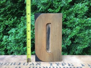 Large 6” Antique Vintage Alphabet Letter D Wood Letterpress Printing Type Block