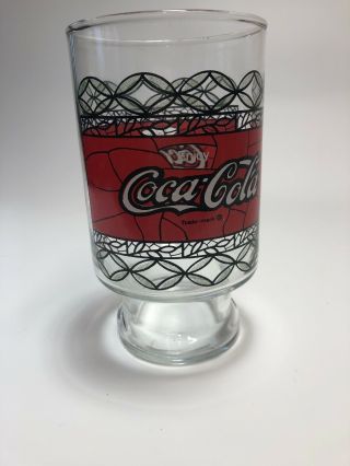 Vintage Tiffany Style Coke Stained Glass Coca Cola Drinking Glass 32 Oz Rare