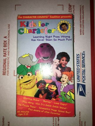 Barney The Character Counts: Kids For Character Vhs 1996 Rare Oop Htf