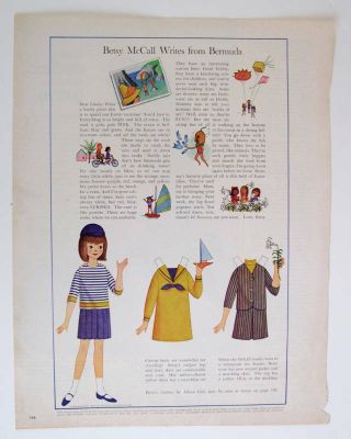 Vintage Betsy Mccall In Bermuda Paper Dolls 1965 Uncut
