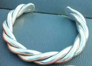 Silpada Sterling Silver Bracelet B0014 Rare Twisted Cable Heavy Cuff 2.  5 "
