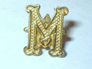 Antique 10k Solid Gold Monogram Initial Letter " M " 9x8mm For Ring - Pendant