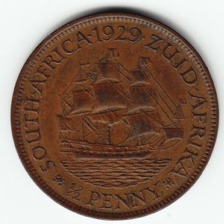 South Africa 1/2 Penny 1929 Km13.  2 Br Gv 2nd Type Minted 272,  000 Rare