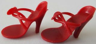 Open Toe Heels Vintage 1950’s Red Vinyl Shoes For 10&1/2” Fashion Doll