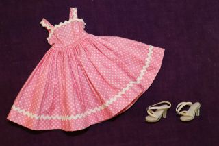 Vintage 1957 Tagged Jill Doll Pink Sundress W/ Shoes –
